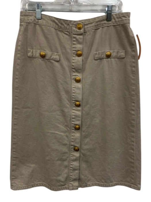 L'agence Size 28 Beige Cotton Button Front Denim Skirt Beige / 28