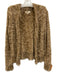L'agence Size S Taupe Multi Poly Blend Open Front Fringe Button Detail Cardigan Taupe Multi / S