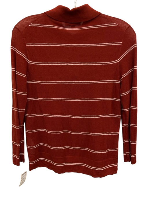 Vince Size M Red Cotton Striped 1/4 Button Long Sleeve Semi Sheer Top Red / M