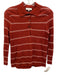 Vince Size M Red Cotton Striped 1/4 Button Long Sleeve Semi Sheer Top Red / M