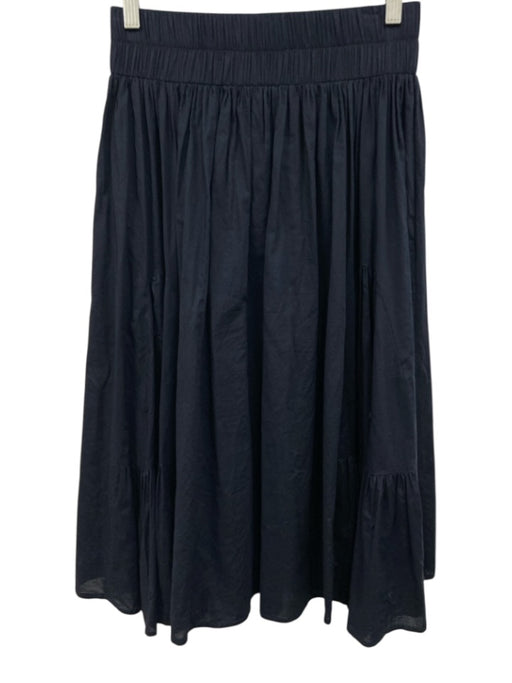 Merlette Navy Cotton Elastic Waist 3D flower Midi Skirt Navy