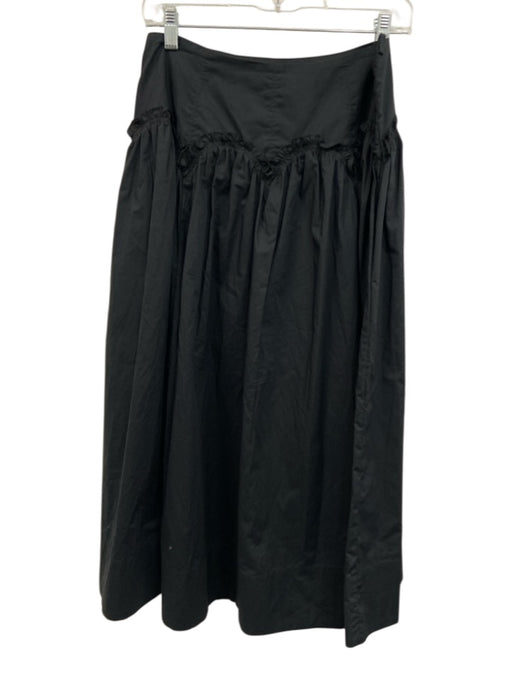 Ulla Johnson Size 8 Black Cotton Pockets Zip Close Skirt Black / 8