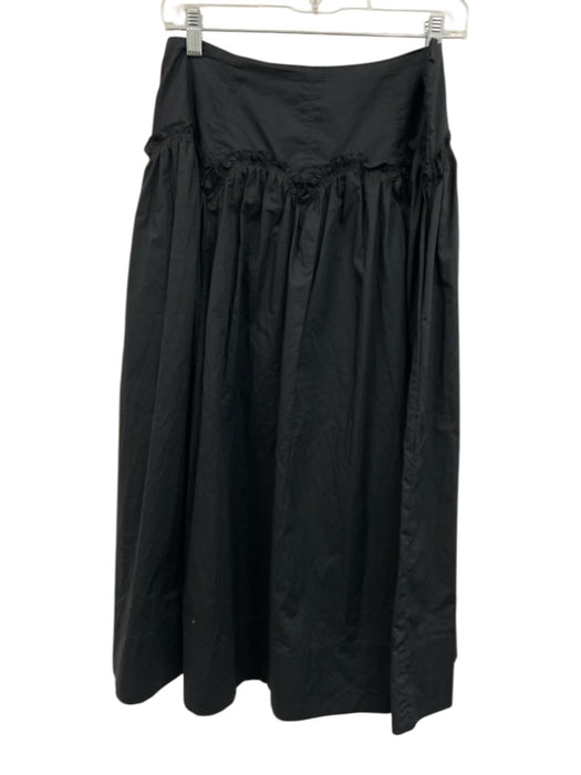 Ulla Johnson Size 8 Black Cotton Pockets Zip Close Skirt Black / 8