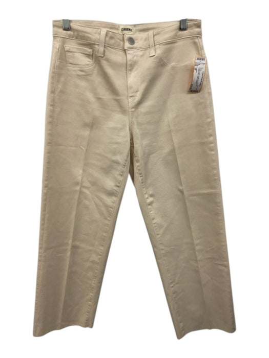 L'agence Size 28 Cream Cotton Blend Zip & Button Coated Wide Leg Pants Cream / 28