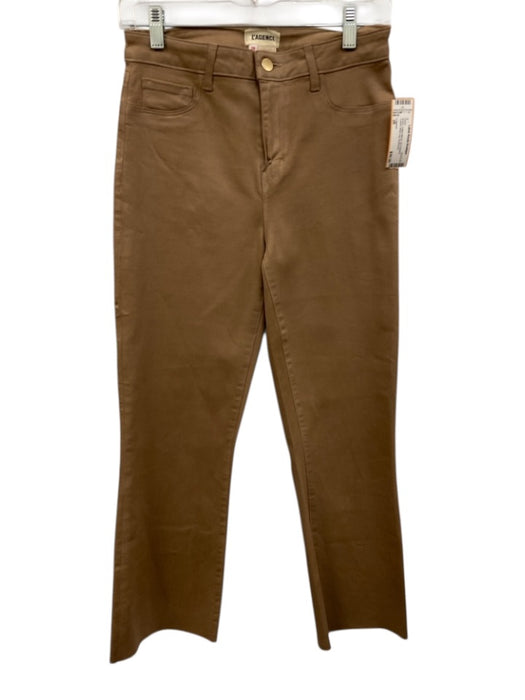 L'agence Size 28 Brown Cotton Blend Zip & Button Coated Wide Leg Pants Brown / 28