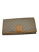 Celine Beige & Brown Coated Canvas Leather Detail Logo Kiss Lock Bifold Wallets Beige & Brown