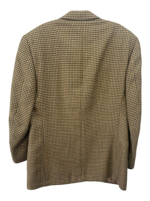 Zegna Vintage Tan & Gray Print Wool Blend Plaid 2 Button Men's Blazer Tan & Gray Print / 52