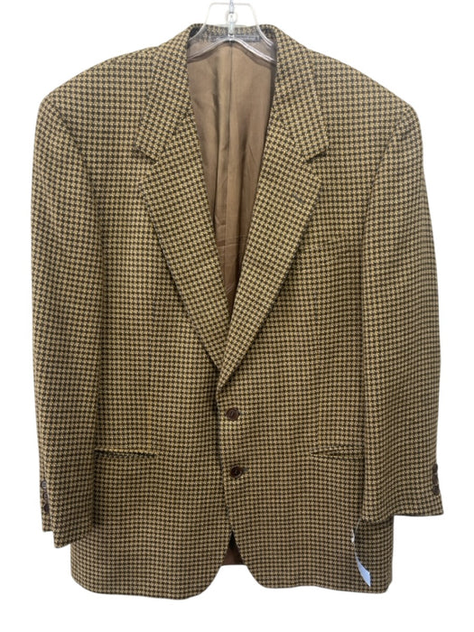 Zegna Vintage Tan & Gray Print Wool Blend Plaid 2 Button Men's Blazer Tan & Gray Print / 52