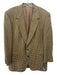 Zegna Vintage Tan & Gray Print Wool Blend Plaid 2 Button Men's Blazer Tan & Gray Print / 52
