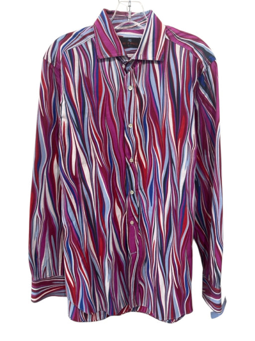 Etro Size 40 Pink & Multi Cotton All Over Print Button Down Long Sleeve Shirt Pink & Multi / 40