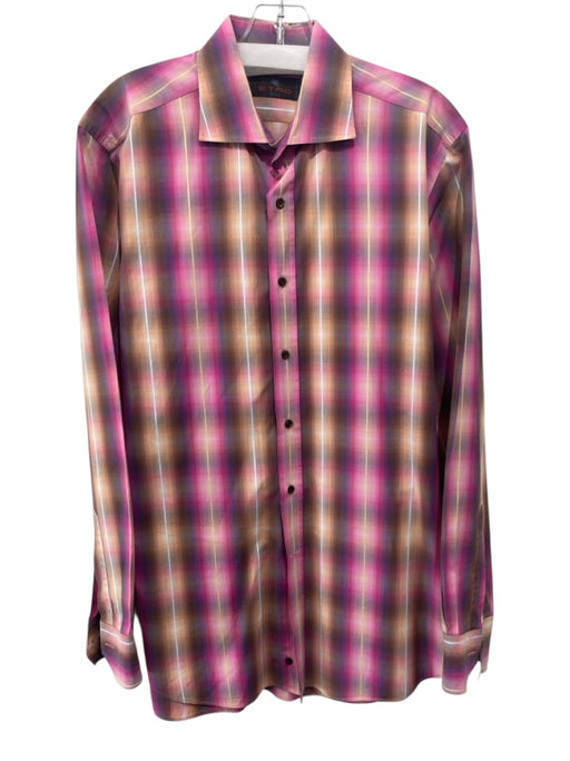 Etro Size 41 Pink & Multi Cotton All Over Print Button Down Long Sleeve Shirt Pink & Multi / 41