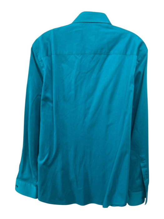 Versace Collection Size 16 Blue Cotton Solid Button Down Men's Long Sleeve Shirt Blue / 16