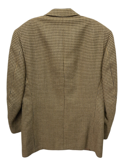 Zegna Vintage Tan & Gray Print Wool Blend Plaid 2 Button Men's Blazer Tan & Gray Print / 52