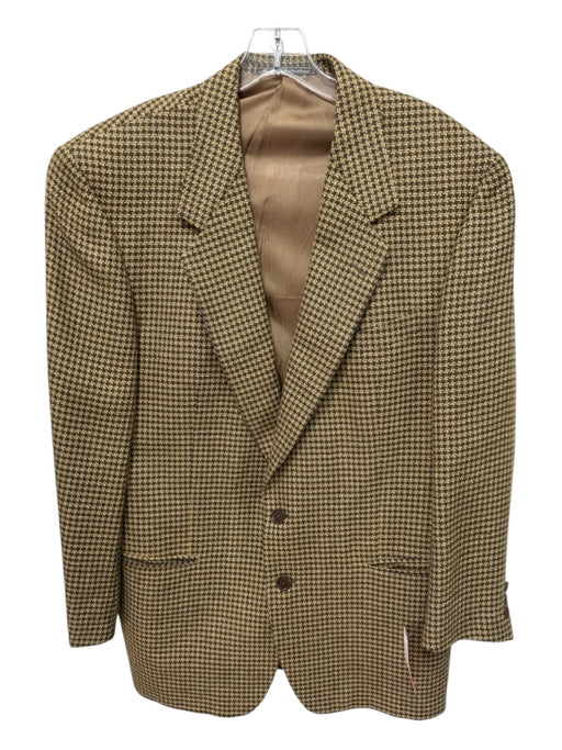 Zegna Vintage Tan & Gray Print Wool Blend Plaid 2 Button Men's Blazer Tan & Gray Print / 52