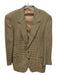 Zegna Vintage Tan & Gray Print Wool Blend Plaid 2 Button Men's Blazer Tan & Gray Print / 52