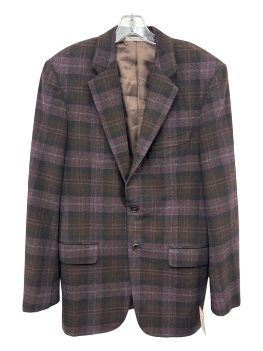 Belvest Purple & Brown Wool Blend Plaid Men's Blazer Purple & Brown / 50