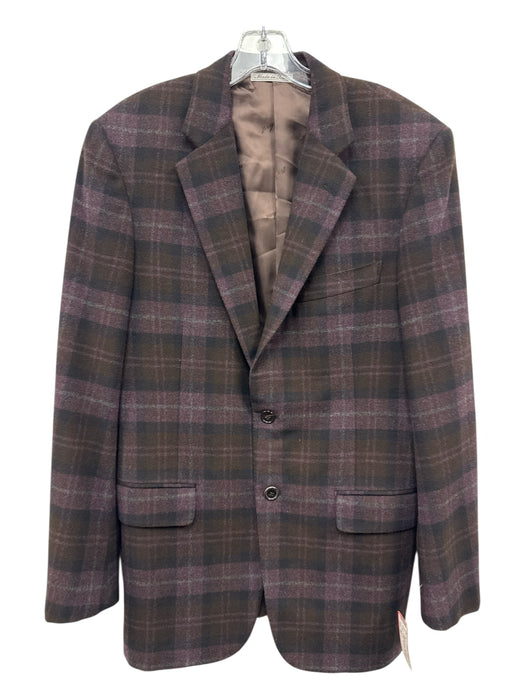 Belvest Purple & Brown Wool Blend Plaid Men's Blazer Purple & Brown / 50