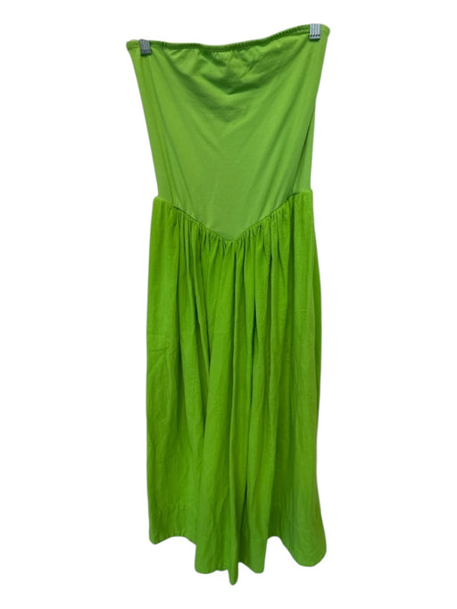 Free People Size S Green Cotton Strapless Pleat Maxi Dress Green / S
