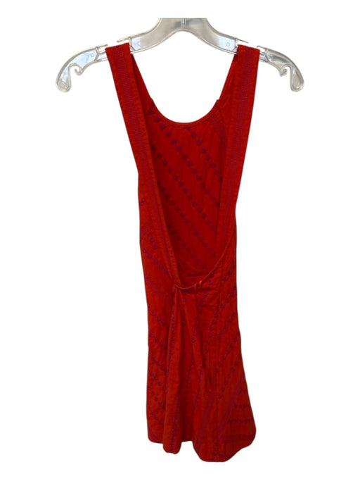 Free People Size XS Orange & Pink Cotton Halter Neck Embroider Detailing Dress Orange & Pink / XS