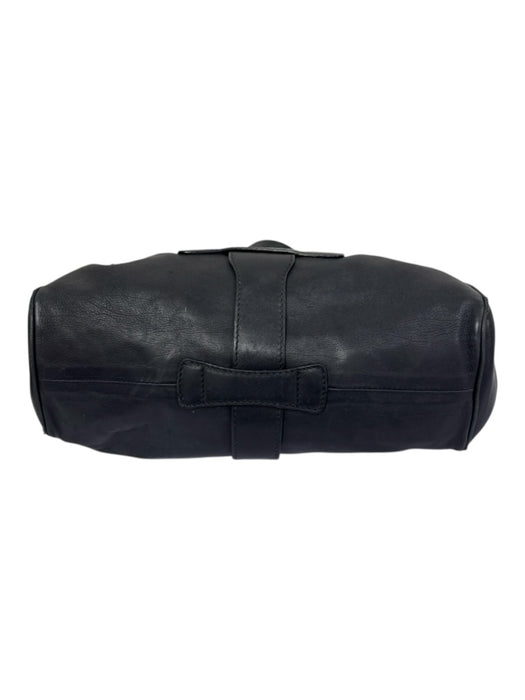 Jimmy Choo Black Leather Silver Hardware Grommet Detail Shoulder Strap Hobo Bag Black