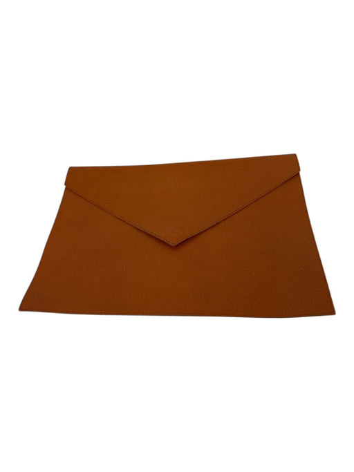 Ledere Brown Leather Snap Closure Flap Clutch Bag Brown