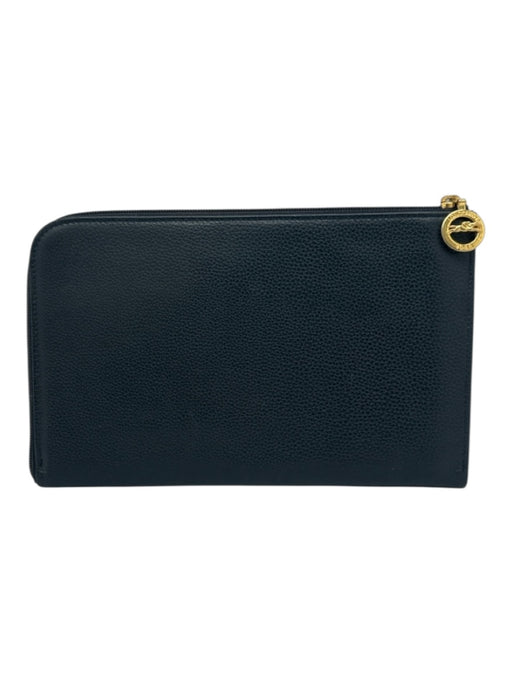 Longchamp Dark Green Leather Zip Close Logo Card holder Pouch Bag Dark Green