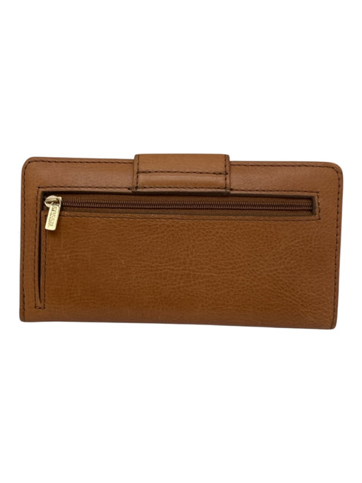 Fossil Camel Brown Leather Snap Closure Rectangle Card holder Wallets Camel Brown