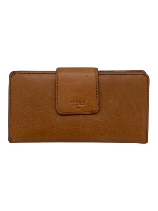 Fossil Camel Brown Leather Snap Closure Rectangle Card holder Wallets Camel Brown