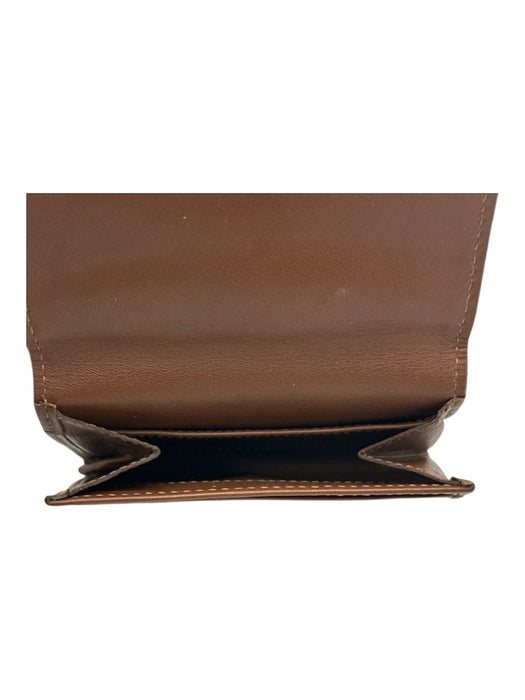 Ghurka Brown Leather Snap Closure Logo Flap coin purse Wallets Brown
