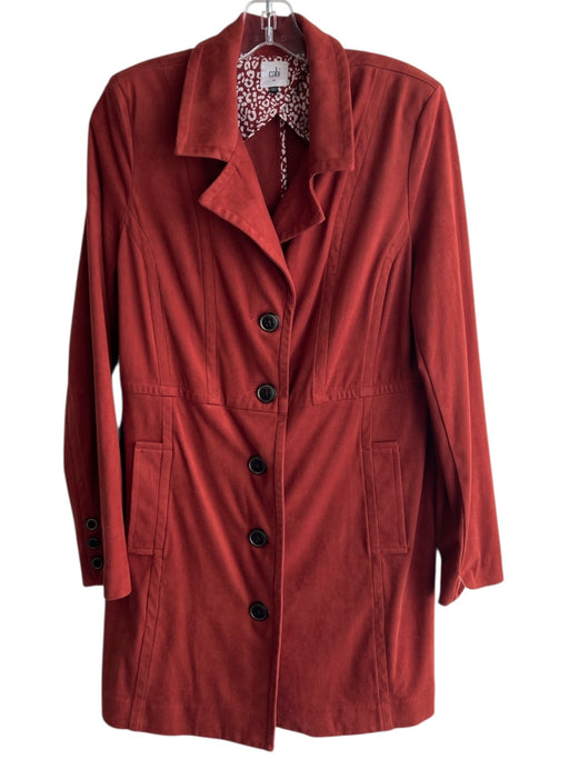 Cabi Size Medium Burnt Orange Polyester Blend Faux Suede Collared Coat Burnt Orange / Medium