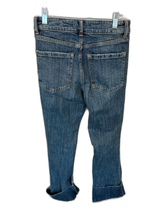 Zara Size 2 Med Dark Wash Straight Leg Cuffed Jeans Med Dark Wash / 2