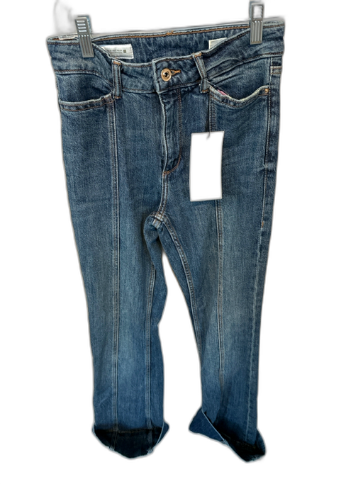Zara Size 2 Med Dark Wash Straight Leg Cuffed Jeans Med Dark Wash / 2
