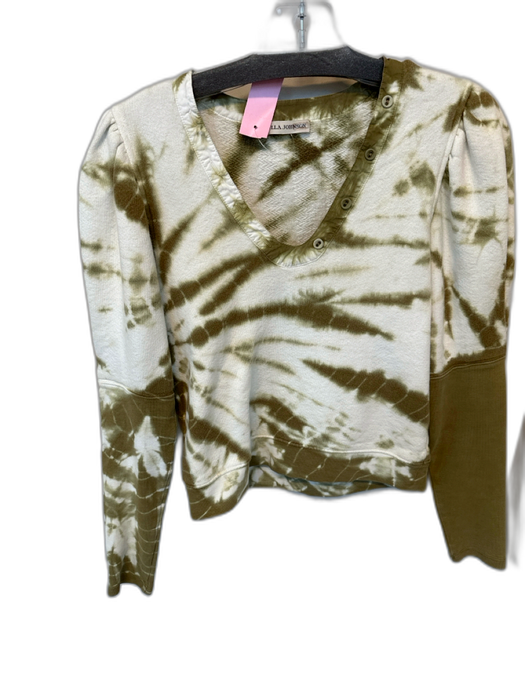 Ulla Johnson Size S Green & White Cotton Tie Dye Long Sleeve Sweater Green & White / S