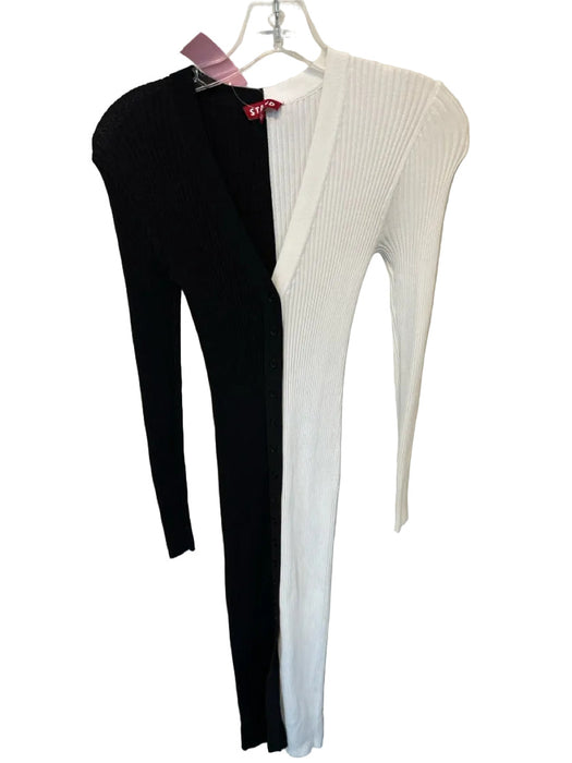 Staud Size XS Black & White Viscose Blend Long Sleeve Maxi Button Down Dress