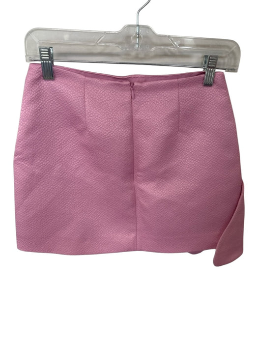 Alexis Size XS Pink Polyester Blend Textured Back Zip Front Bow Mini Skirt Pink / XS