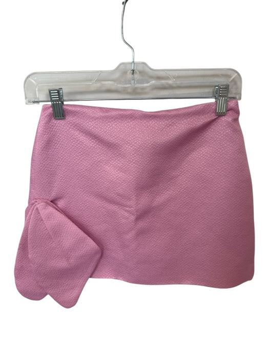 Alexis Size XS Pink Polyester Blend Textured Back Zip Front Bow Mini Skirt Pink / XS