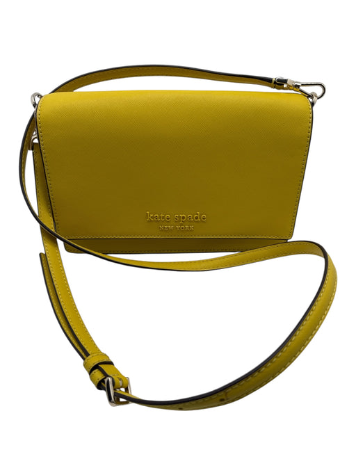 Kate Spade Canary Yellow Leather silver tone hardware Solid Magnetic Close Bag Canary Yellow