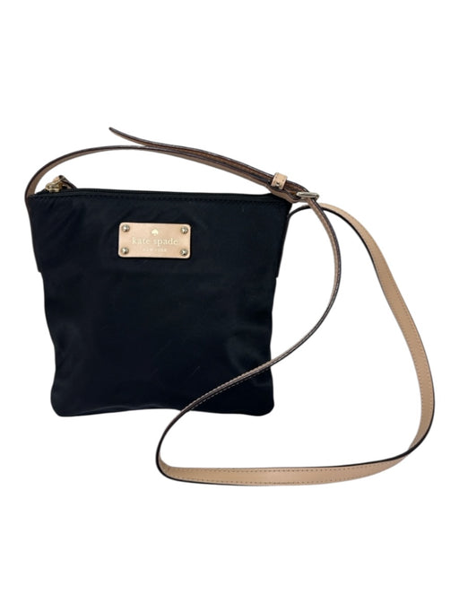 Kate Spade Black & Beige Nylon silver tone hardware color block Crossbody Bag Black & Beige