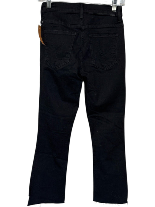 Mother Size 26 Black Cotton Blend High Waist Bootcut Raw Hem Jeans Black / 26
