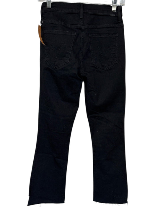 Mother Size 26 Black Cotton Blend High Waist Bootcut Raw Hem Jeans Black / 26