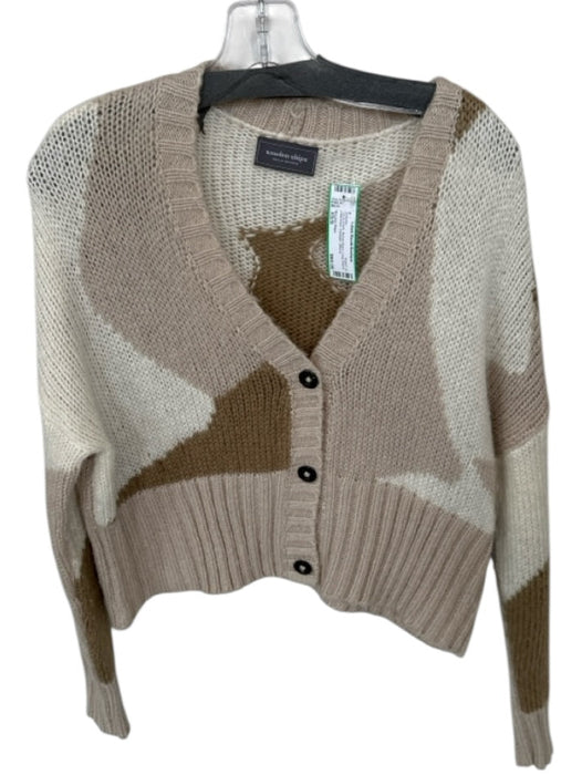 Wooden Ships Size XS/S Tan & cream Mohair Blend Long Sleeve color block Sweater Tan & cream / XS/S