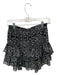 Misa Size S Black & White Viscose Elastic Waist Flowers Mini Skirt Black & White / S
