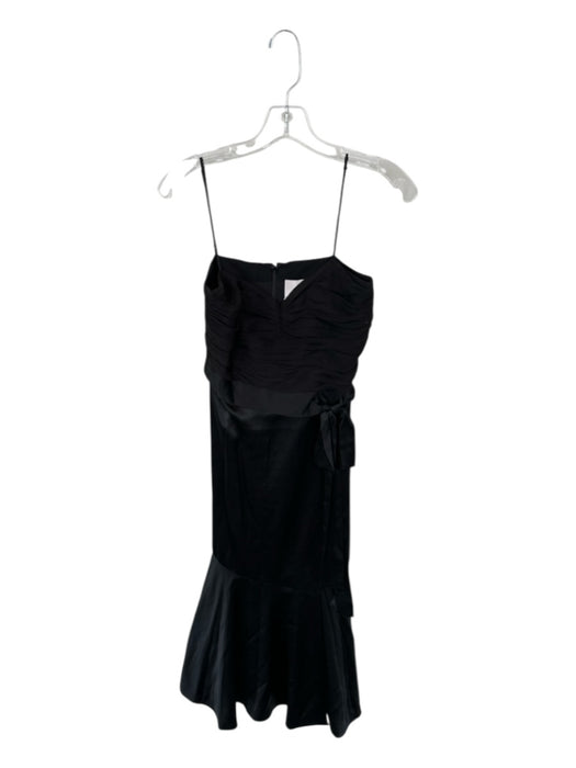 Cinq a Sept Size 2 Black Silk Spaghetti Strap Gathered Slit Gown Black / 2