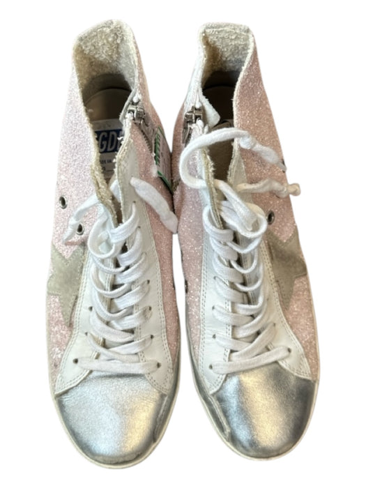 Golden Goose Shoe Size 38 Pink & White Leather Glitter High Top Sneakers Pink & White / 38