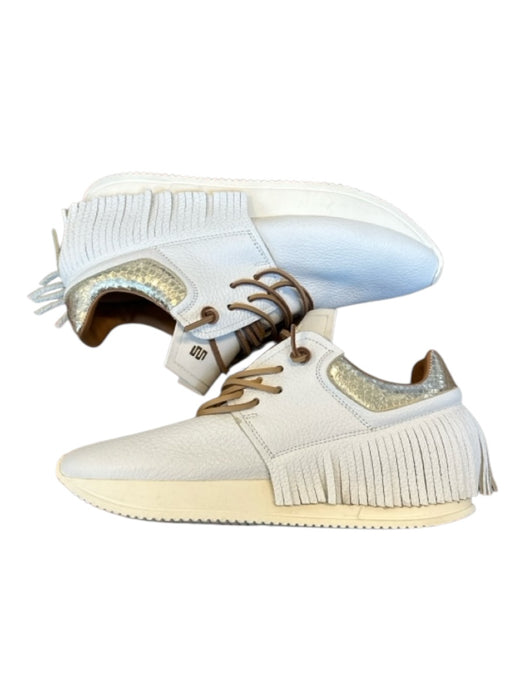 Esse Ut Esse Shoe Size 37 White & Gold Leather Fringe Athletic Sneakers White & Gold / 37