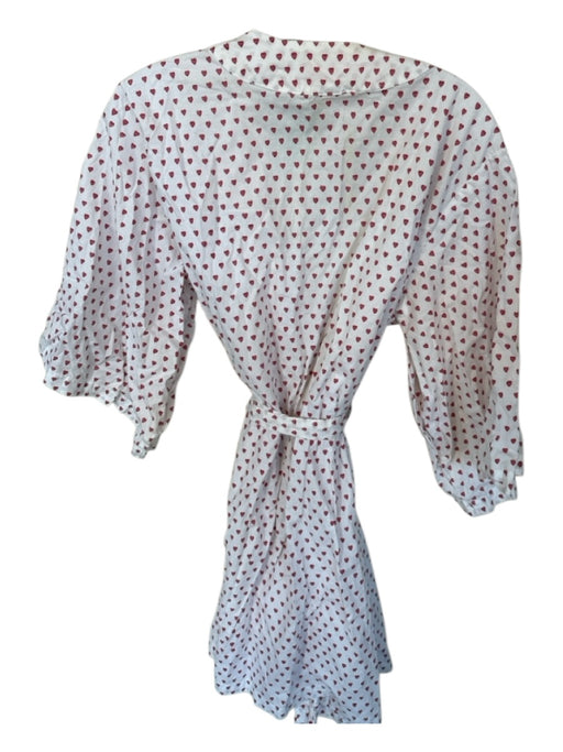 Roller Rabbit Size One Size White & Pink Cotton Long Sleeve Hearts Belted Robe White & Pink / One Size