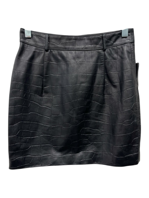 Alessandra Rich Size S / 38 Black Lambskin Leather Embossed Pockets Loops Skirt Black / S / 38