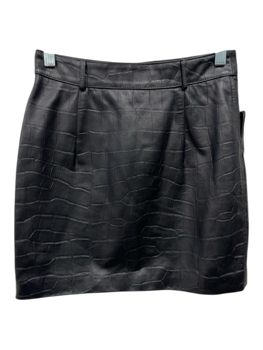 Alessandra Rich Size S / 38 Black Lambskin Leather Embossed Pockets Loops Skirt Black / S / 38