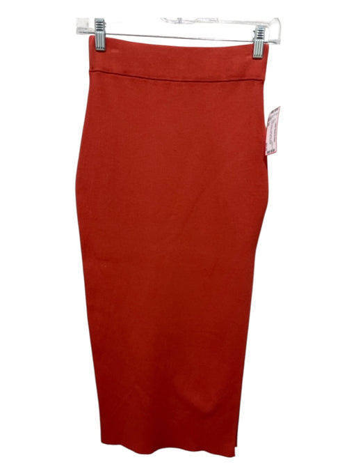 A.L.C. Size XS Coral Orange Cotton Blend Elastic Waist Ribbed Knit Midi Skirt Coral Orange / XS