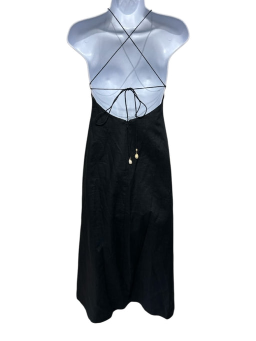 Zimmermann Size 0P Black Linen Sleeveless Spaghetti Strap Button Front Dress Black / 0P